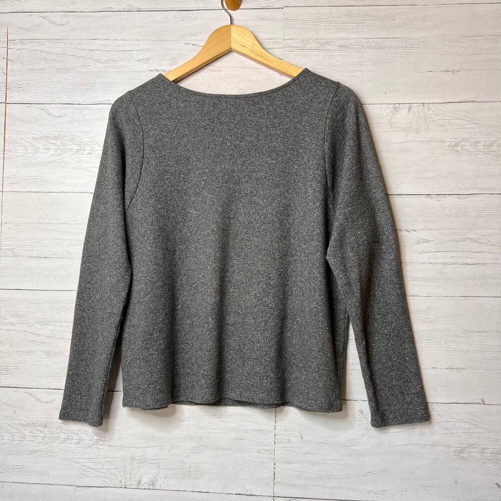 Pure Jill Top Womens Size XL Gray Long Sleeve 100% Cotton Neutral Comfort